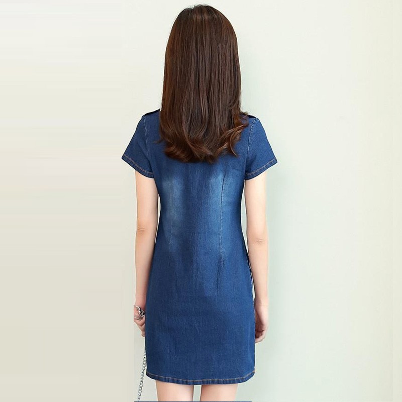 ĐẦM JEAN SUÔNG CỔ TRỤ PHỐI DÂY KÉO
